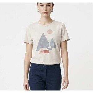 Moncat Typographia Women’s Graphic T-Shirt Size M Beige Organic Cotton